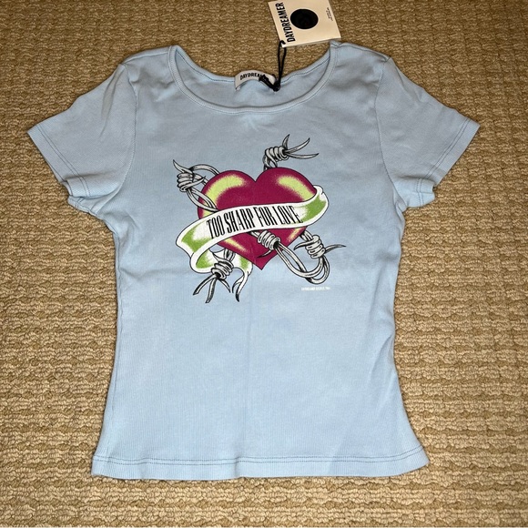 NWT Daydreamer Too Sharp For Love Shrunken Tee - Picture 2 of 5